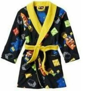 *The Lego Movie Robe sz 4 Black Fleece Winter Long Sleeve Belted Collared Boys